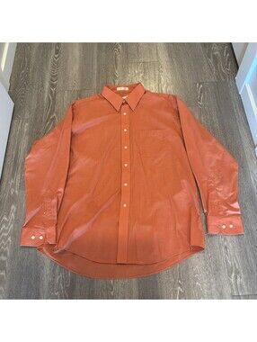 PIERRE CARDIN MEN SIZE 17 , ORANGE 100% COTTON BUTTON UP